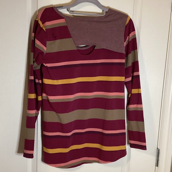 Lole Women's Organic Cotton Long Sleeve T-Shirt Top Stretch Pink Stripe Casual - Picture 4 of 9